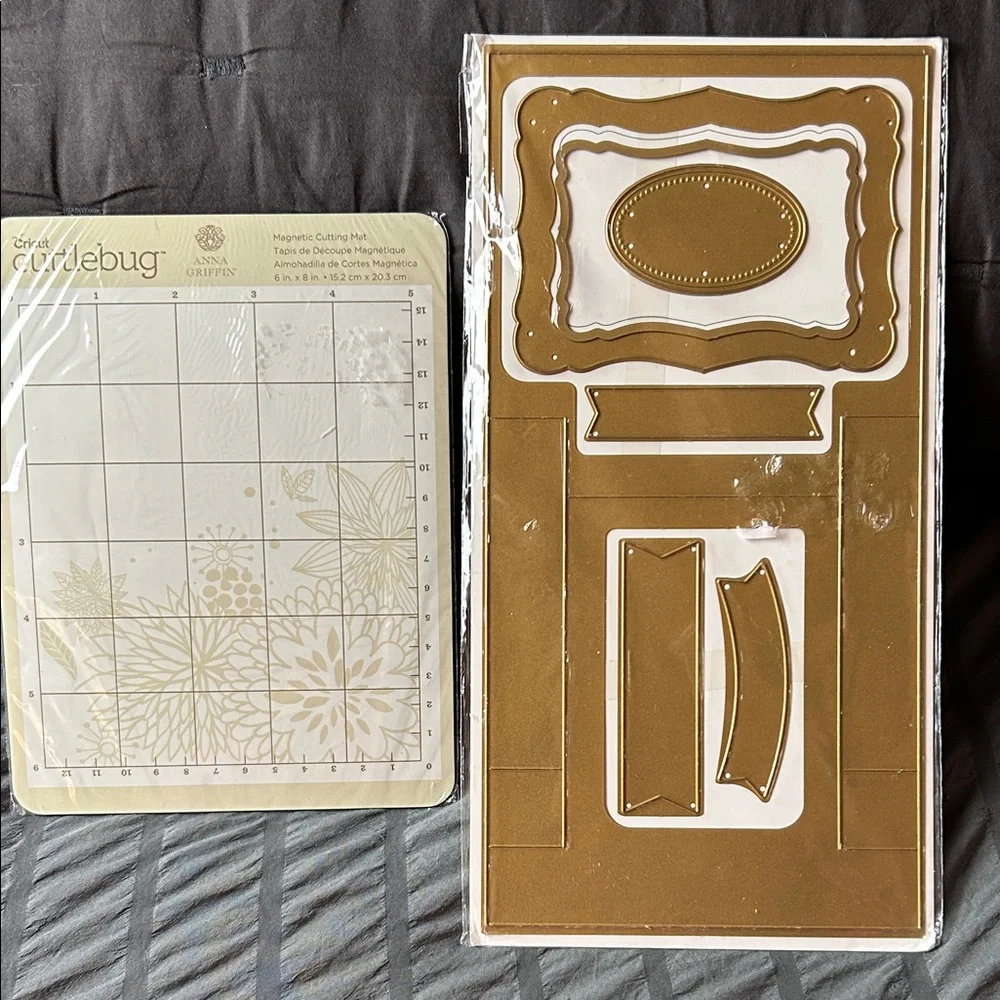 Bundle of Cricut Cuttlebug Anna Griffin Magnetic Cutting Mat & Window Frame Dies